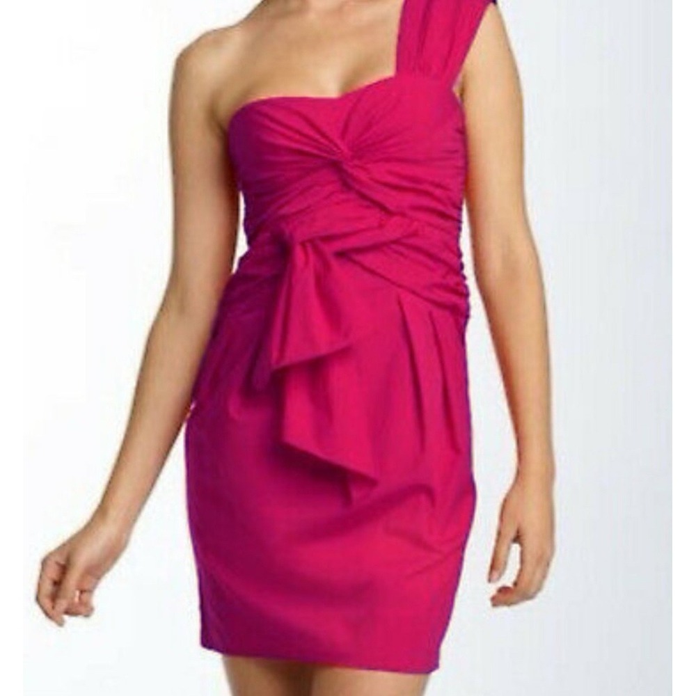 Nanette Lepore Women's Sz 0 One Shoulder Pink Barbiecore HOCO Cocktail Event Y2K